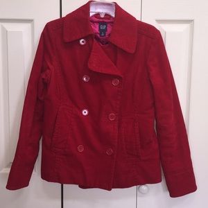 Gap red corduroy pea coat